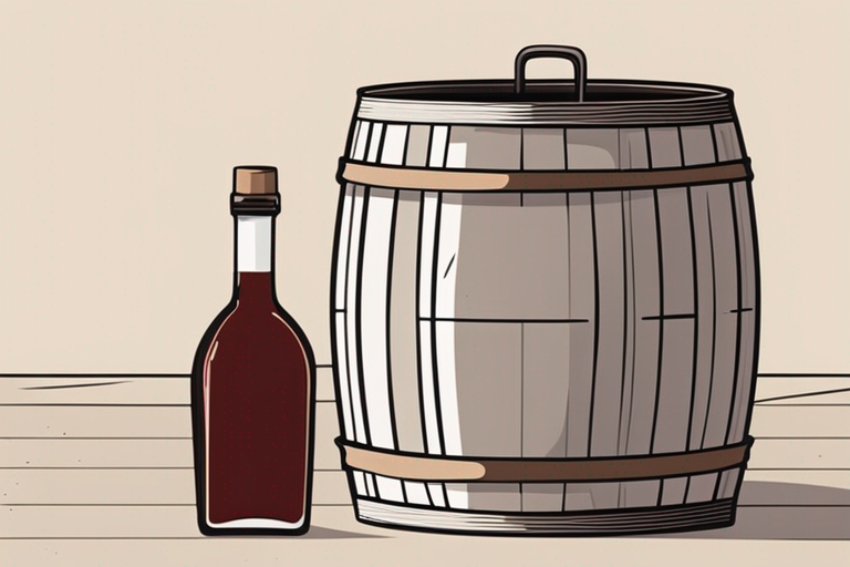 Illustration for: Repurposing Expired Barrel-Aged Barleywine in Cooking – Barrel-aged barleywine is a rich and flavorful beer that has been aged in oak barrels, imparting complex flavors and aromas. However, like all food products, ba