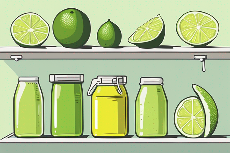 Illustration for: The Shelf Life of Fresh Lime Juice: Safety Tips and Storage Guidelines – Fresh lime juice is a versatile ingredient that adds a tangy flavor to a wide range of dishes and beverages. Whether you're using it in cocktails, salad dressin