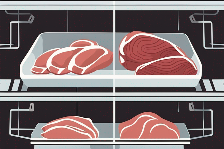 Illustration for: The Ultimate Guide to Safely Storing Uncooked Meat in the Fridge – Are you a meat lover who wants to ensure your uncooked meat stays fresh and safe in the fridge? Proper storage of raw meat is crucial to prevent bacteria growth