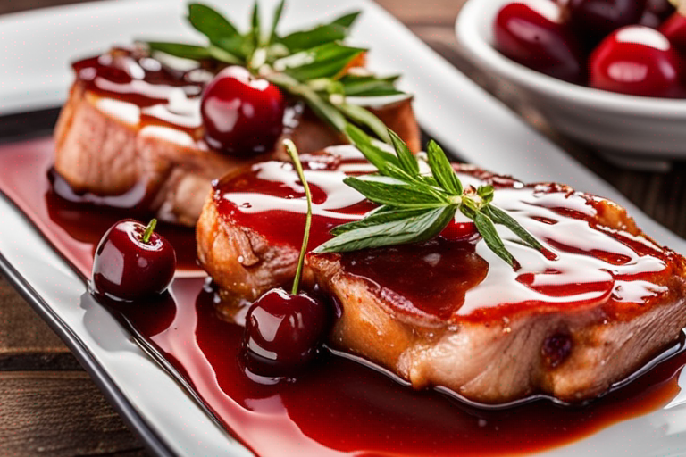 Maraschino Cherry Glazed Pork Chops